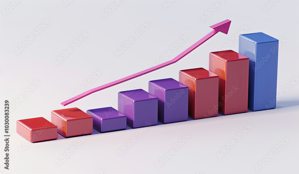 Rising Graph on Pink Background Rising Graph on Pink Background