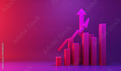 Rising Graph on Pink Background