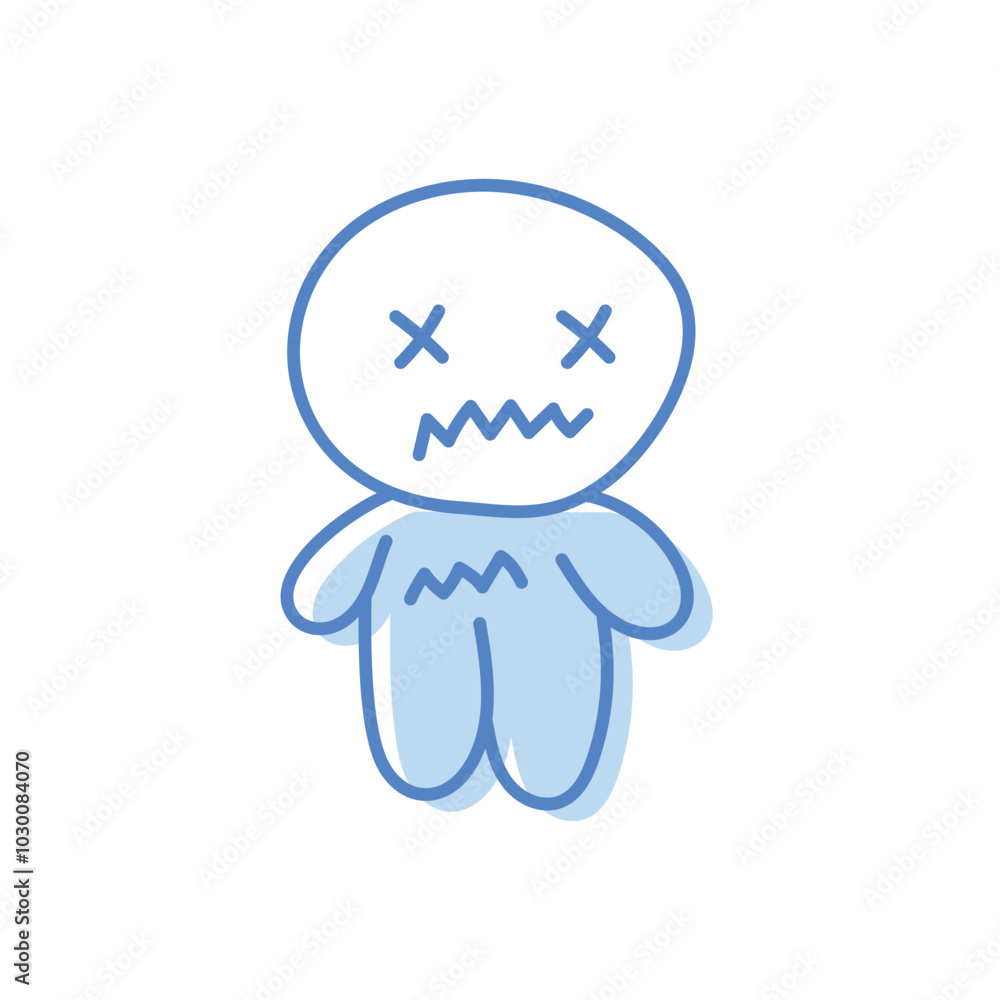 Voodoo doll hand draw doodle vector icon