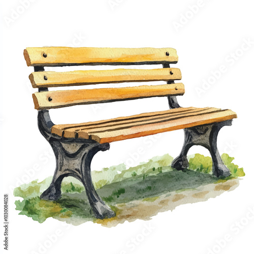 Bench watercolor clipart illustration  (11)
