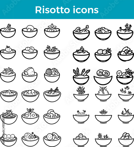 Risotto icon creamy Italian rice dish gourmet comfort food vector delicious meal illustration