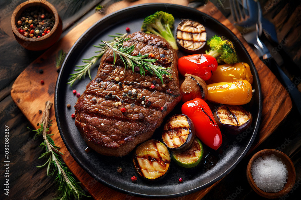 Ein gegrilltes Stak mit Beilage