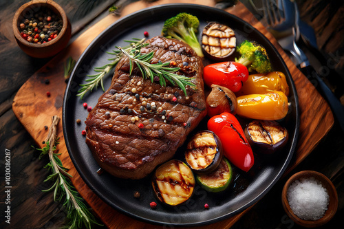 Obraz na płótnie Ein gegrilltes Stak mit Beilage w salonie