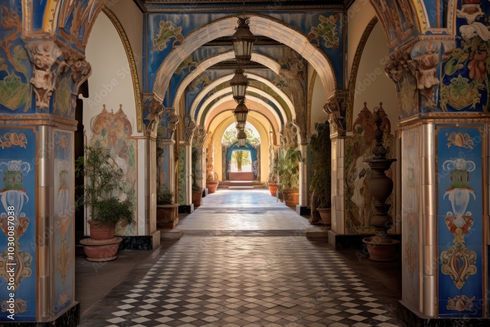 Palace architecture building corridor. Palace architecture building corridor.