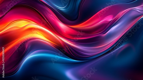 Iridescent ultraviolet ripples metallic surface bright holographic colors wallpaper