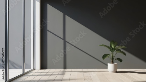 Wallpaper Mural A room with sunlight from windows streaming through the floor, walls and potted plants. Torontodigital.ca