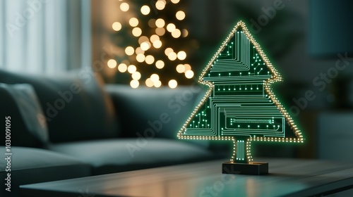 Modern Christmas Tree with LED Lights and Circuit Design