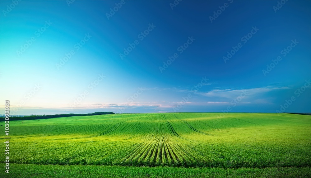 Expansive Green Field Under a Vast Blue Sky with Rolling Clouds. Ideal Stock Photo for Environmental, Agricultural, and Outdoor Branding Concepts or Scenic Landscape Design Projects Expansive Green Field Under a Vast Blue Sky with Rolling Clouds. Ideal Stock Photo for Environmental, Agricultural, and Outdoor Branding Concepts or Scenic Landscape Design Projects