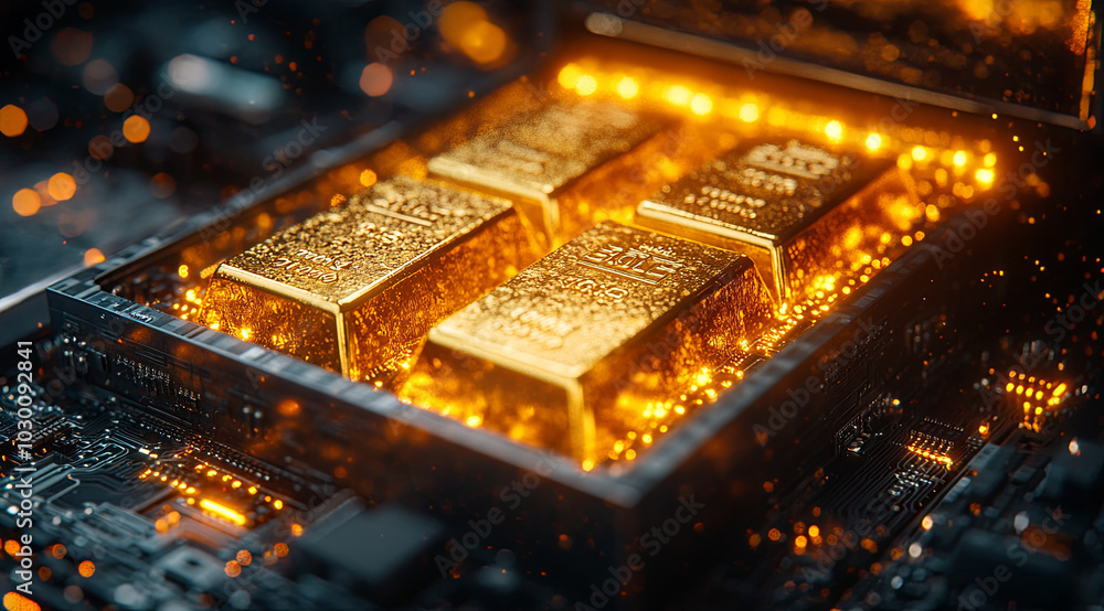Gold Bars on Circuit Board Gold Bars on Circuit Board