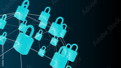 Technological Space with a Series Networked Locks Holding Formation Representing Cyber Security 