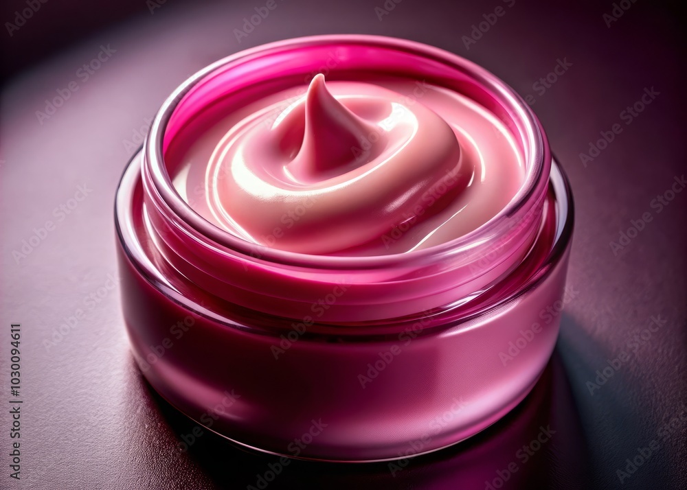 Macro Crane Turntable Shot of Luxurious Pink Night Cream Texture in Shadow for Beauty Advertising, Skincare Promotional Background, Elegant Cosmetic Product Photography Macro Crane Turntable Shot of Luxurious Pink Night Cream Texture in Shadow for Beauty Advertising, Skincare Promotional Background, Elegant Cosmetic Product Photography