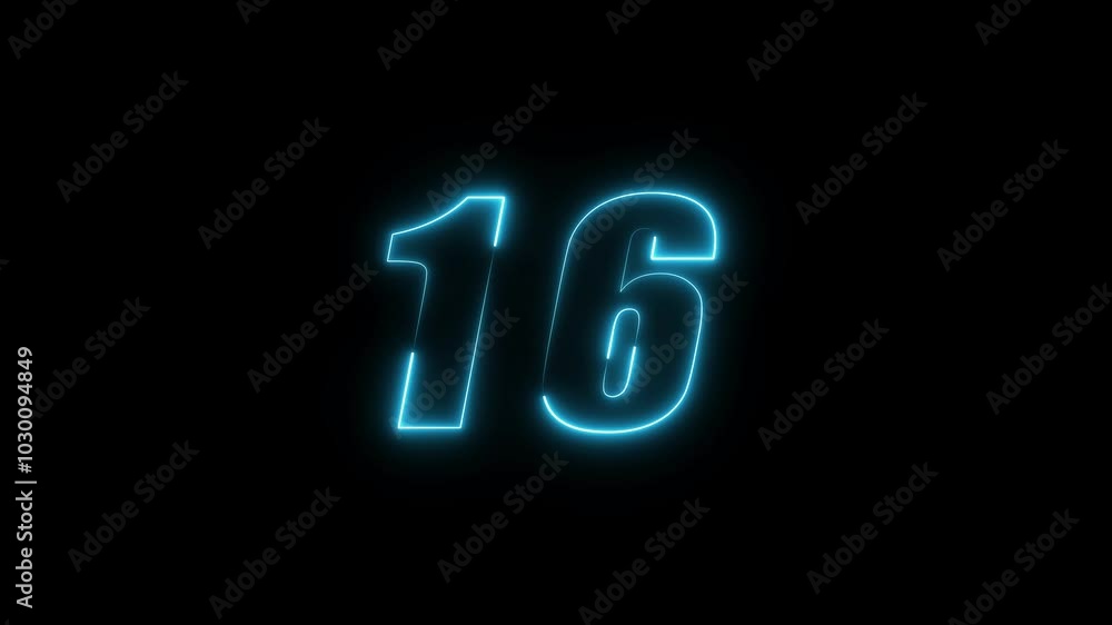 Abstract neon countdown number animation. Abstract neon countdown number animation.