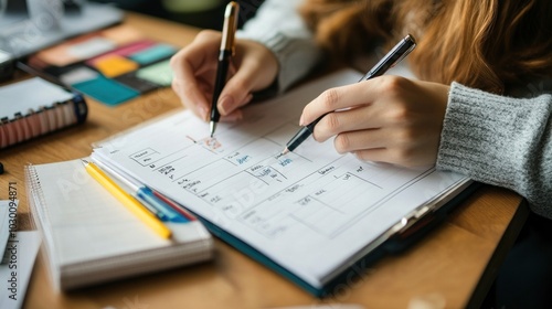 Woman Writing in Notebook