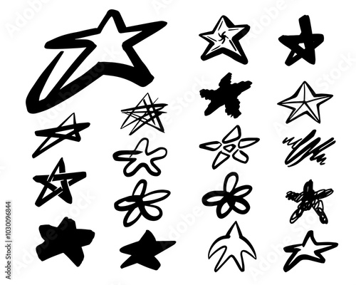 Star compilation set cartoon doodle art