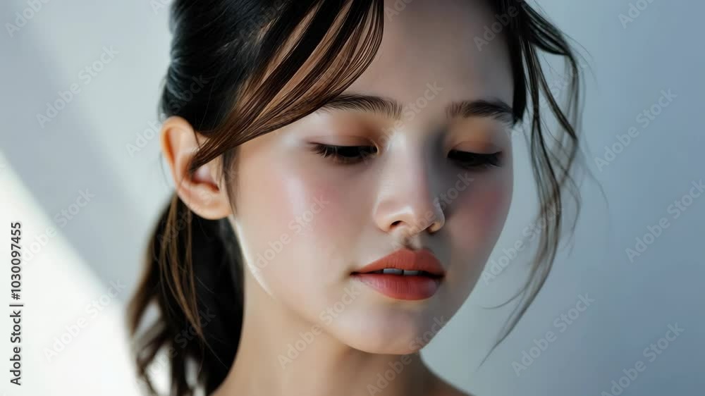 close up face portrait of young pretty Asian woman with bright flawless skin, beauty cosmetic or skincare fashion portrait close up face portrait of young pretty Asian woman with bright flawless skin, beauty cosmetic or skincare fashion portrait