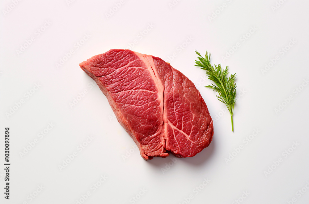 Beef steak on white background, keto diet Beef steak on white background, keto diet