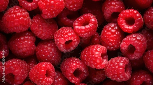 Raspberries.Lots of fresh raspberries swirl around a pile of fresh raspberrie seamless background. 