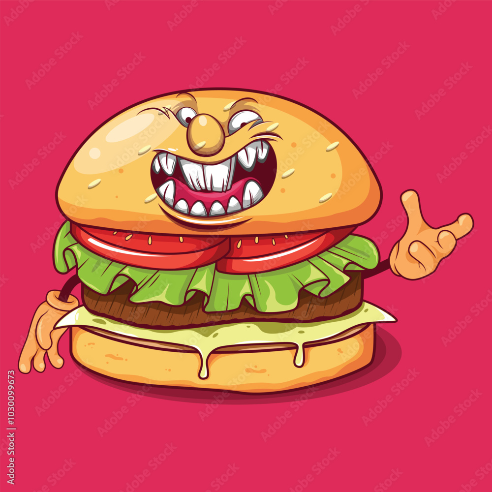 Angry Burger Mascot Cartoon Character Angry Burger Mascot Cartoon Character