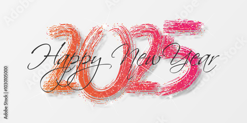Happy new year - best wishes 2025 with colorful truncated number. Perfect vector for poster, banner, greeting and new year 2025 celebration.