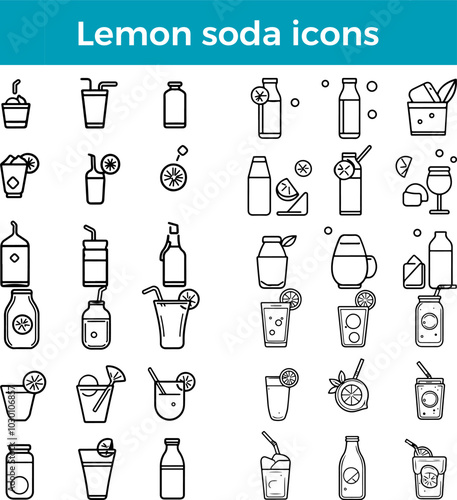 Lemon soda icon zesty carbonated drink refreshing citrus beverage vector summer delight illustration