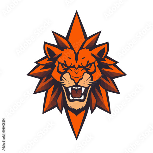 Angry Lion Head Logo Illustration for Sports Team, Mascot, Branding photo