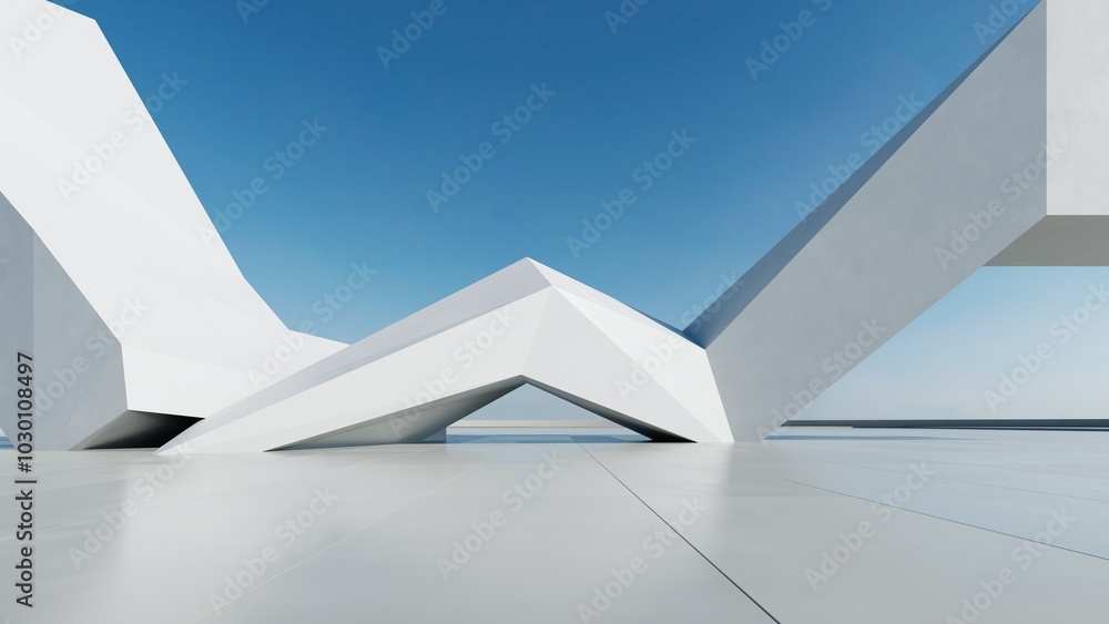 3d render of abstract white concrete modern architecture with empty cement floor, minimal exterior, car presentation background 3d render of abstract white concrete modern architecture with empty cement floor, minimal exterior, car presentation background