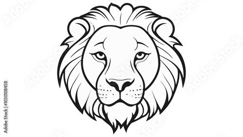 lion head vector outline illustration