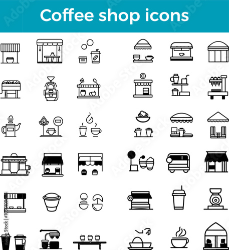 Coffee shop icon cozy cafe atmosphere barista service vector warm beverage experience illustration