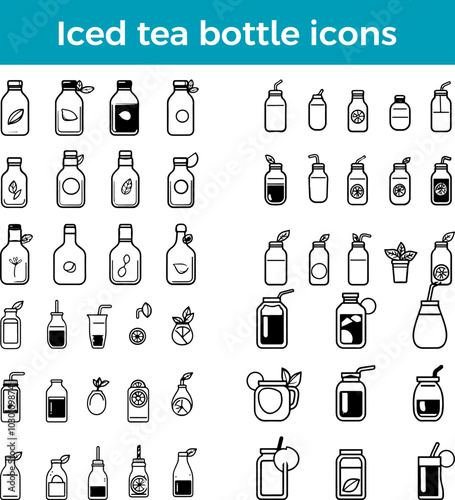 Iced tea bottle icon refreshing brewed beverage chilled drink vector summertime hydration illustration