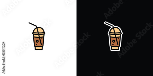 Carbonated water in a glass with a straw on a white and black background. Original vector illustration in vintage style.