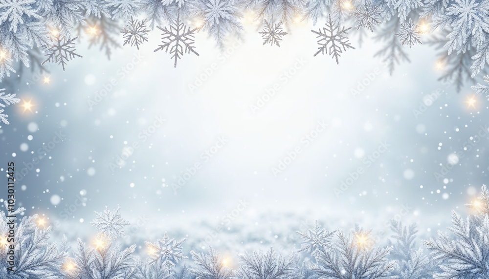 Blurry snowflakes in winter background Blurry snowflakes in winter background