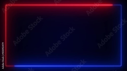 Wallpaper Mural Abstract background seamless blue red frame spectrum circular animation neon light. glowing line frame web neon box pattern. neon glowing frame background. colorful laser show seamless loop 4K border. Torontodigital.ca