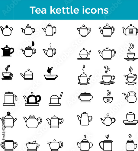 Tea kettle icon essential kitchen tool for boiling water stylish design vector beverage preparation illustration