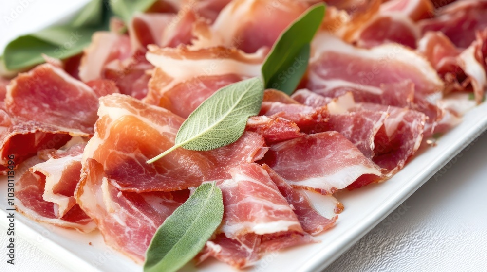 Beautifully Arranged Serving of Saltimbocca with Sage Beautifully Arranged Serving of Saltimbocca with Sage