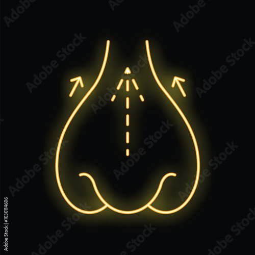 Neon yellow glowing symbol of bottom showing urinary incontinence problem