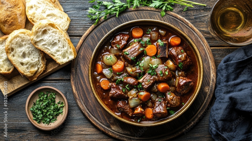 Savory Beef Ribs Bourguignon with Fresh Vegetables Savory Beef Ribs Bourguignon with Fresh Vegetables