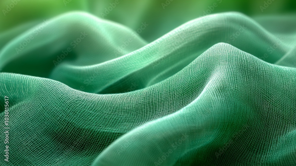Green Fabric Waves Green Fabric Waves