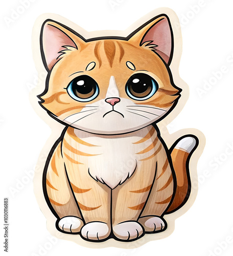 Cute Anime Cat sad mood sticker, icon, clipart 