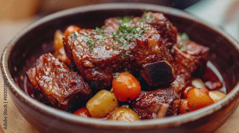 Savory Beef Ribs Bourguignon with Vegetables Savory Beef Ribs Bourguignon with Vegetables
