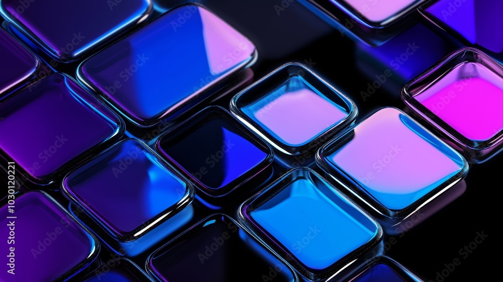 Futuristic Geometric Glass Shapes with Purple and Blue Glow Futuristic Geometric Glass Shapes with Purple and Blue Glow