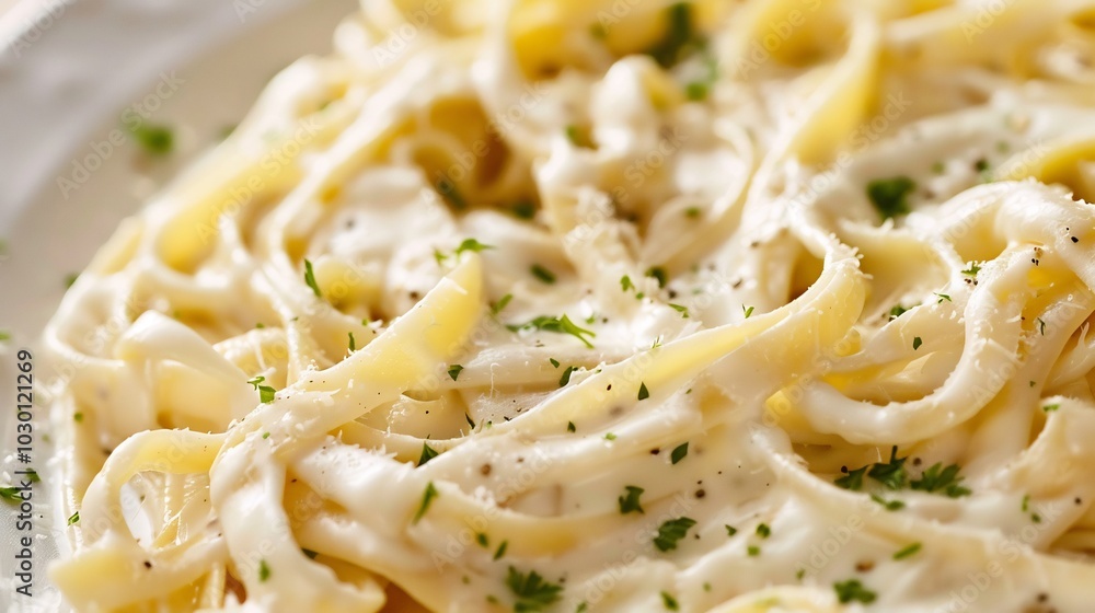 Creamy Fettuccine Alfredo with Parsley and Pepper Creamy Fettuccine Alfredo with Parsley and Pepper