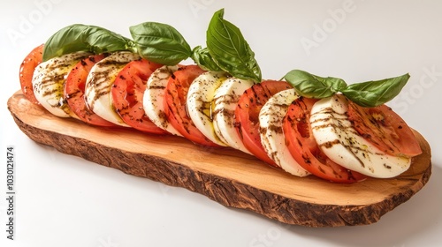 Fresh Caprese Salad on Wooden Board Display