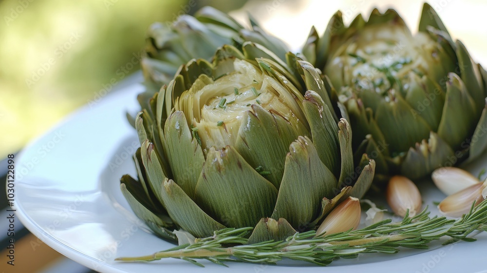 Fototapeta premium Mouthwatering Carciofi alla Romana on Elegant Display