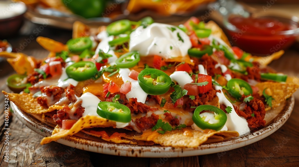 Delicious Mexican Nachos with Toppings Delicious Mexican Nachos with Toppings