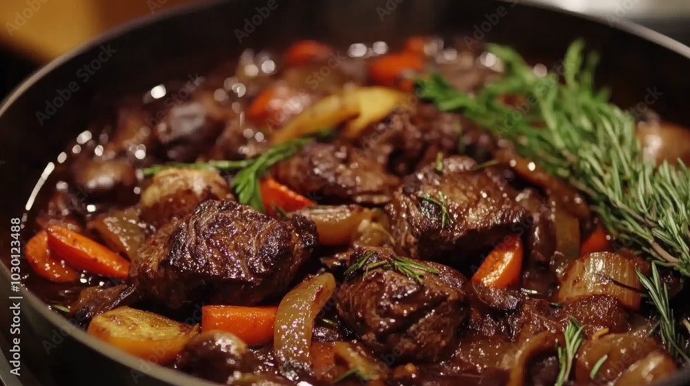Delicious Beef Bourguignon in a Cozy Ski Lodge Setting Delicious Beef Bourguignon in a Cozy Ski Lodge Setting