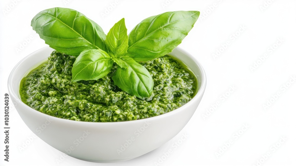 Pristine Bowl of Vibrant Green Pesto Pristine Bowl of Vibrant Green Pesto