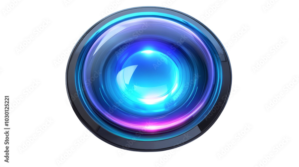 Abstract Camera Lens with Blue and Purple Glowing Light. Abstract Camera Lens with Blue and Purple Glowing Light.