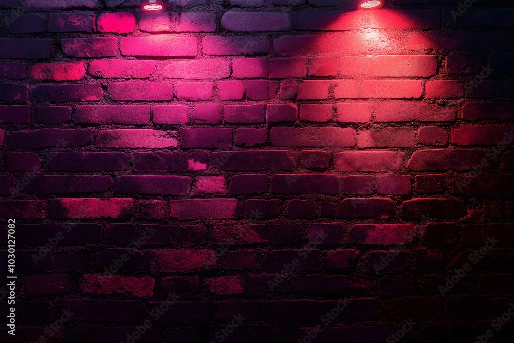 Illuminated brick wall with colorful lights Illuminated brick wall with colorful lights