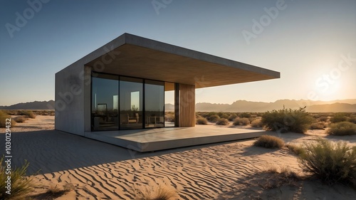 Ai-Generated Image of Modern House in the Desert