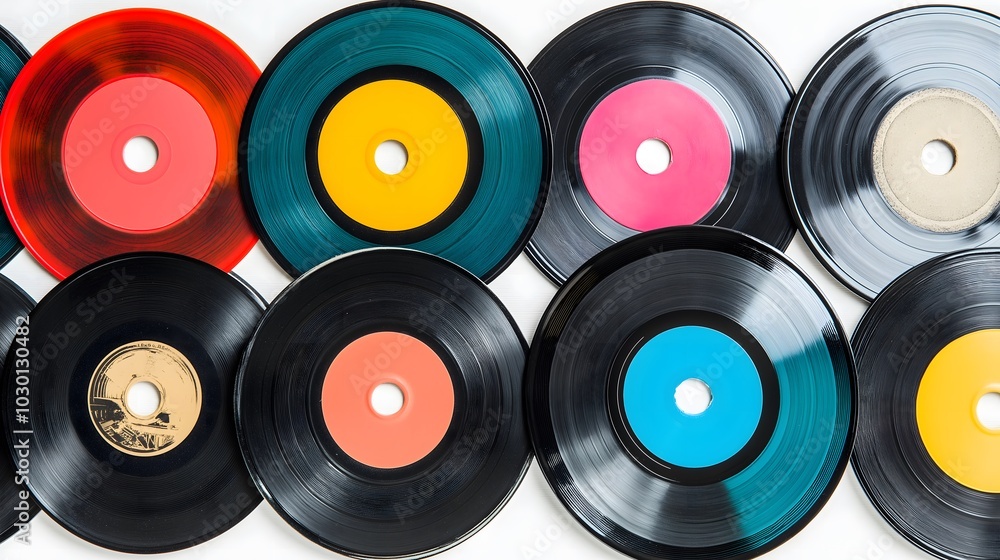 Vinyl Records on White Background Vinyl Records on White Background